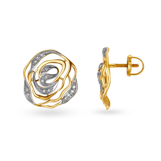 Mia by Tanishq 18KT Yellow Gold Diamond Stud Earrings with Open Floral Design,,hi-res 2