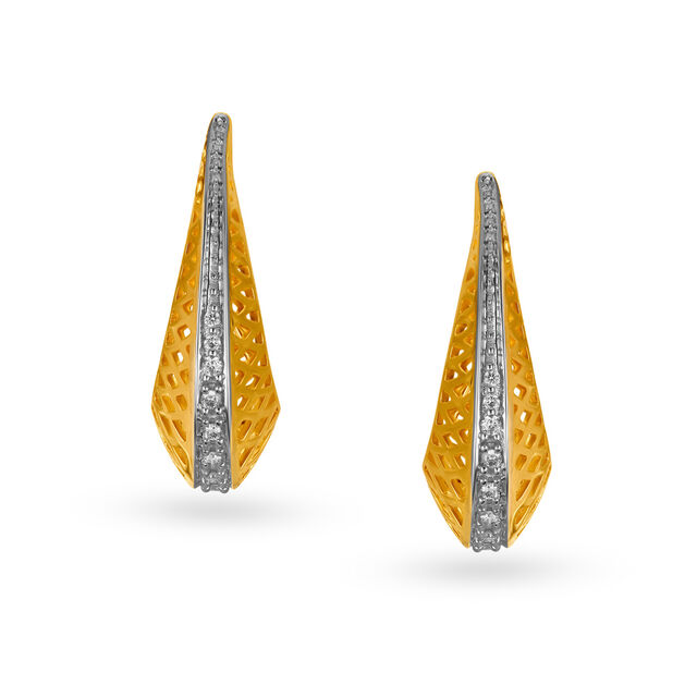 Mia by Tanishq 18KT Yellow Gold Diamond Stud Earrings with Stylised Teardrop Design And Openwork,,hi-res 