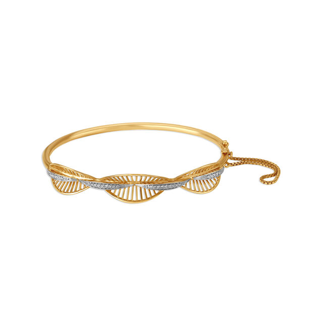 Mia by Tanishq 18KT Yellow And White Gold Diamond Bangle with Floral Design,,hi-res 