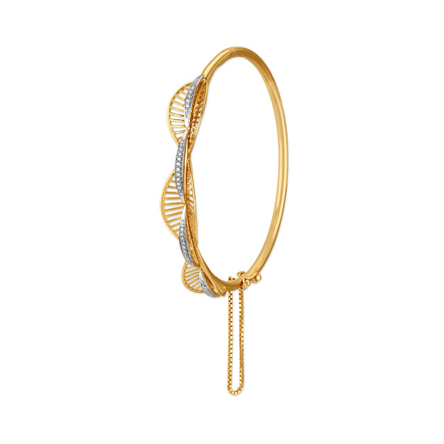 Mia by Tanishq 18KT Yellow And White Gold Diamond Bangle with Floral Design,,hi-res 3