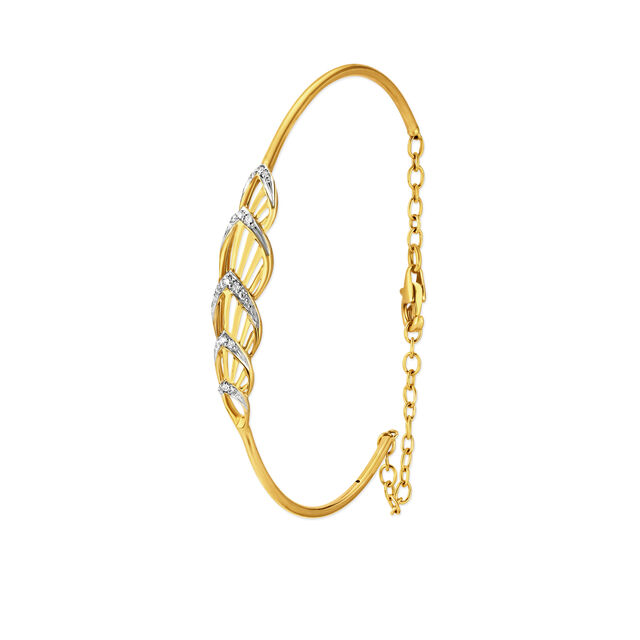 14KT Yellow Gold Diamond Oval Bangle With Teardrop Design 2