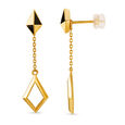 Mia Multitaskers by Tanishq 18KT Yellow Gold Drop Earrings with Diamond-Shaped Design 3