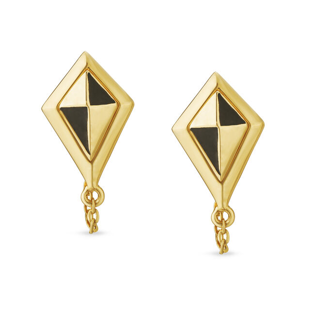 Mia Multitaskers by Tanishq 18KT Yellow Gold Drop Earrings with Diamond-Shaped Design 4