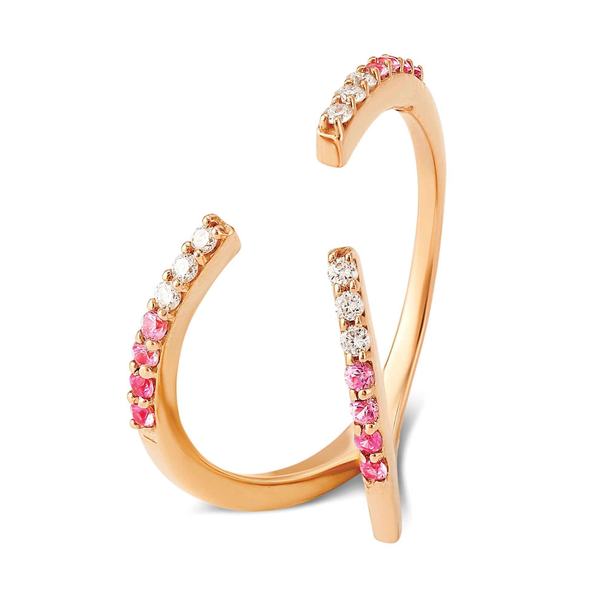 Buy Mia Glintz by Tanishq 18KT Rose Gold Diamond And Sapphire Finger ...
