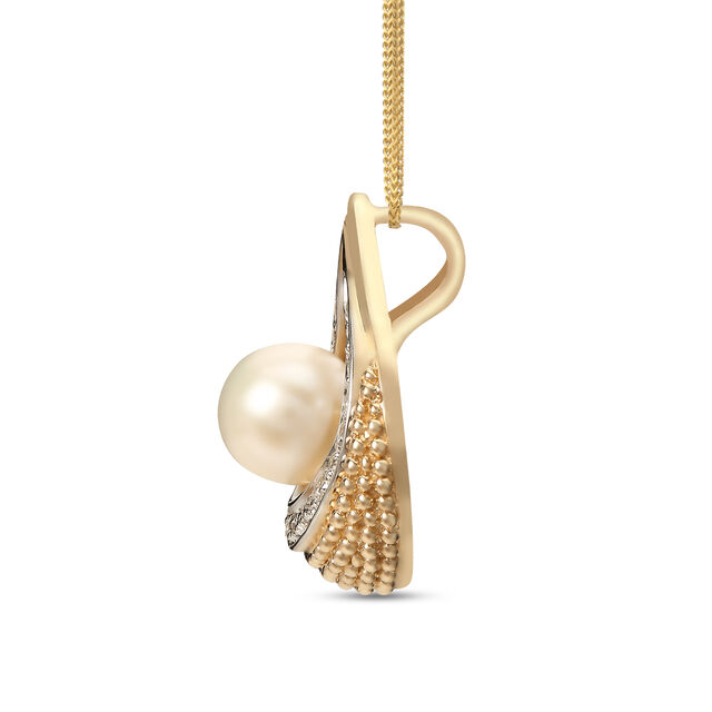 Mia by Tanishq All-Rounders 14KT Yellow Gold Diamond & Pearl Teardrop Pendant 2