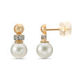 Mia All-Rounders by Tanishq 18KT Yellow Gold Diamond And Pearl Stud Earrings with Semi-Orb Design,,hi-res 2