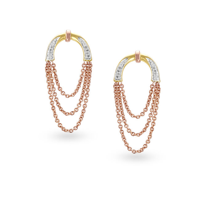 Mia by Tanishq 18KT Rose Gold Diamond Drop Earrings 