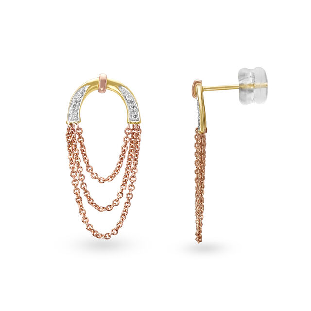 Mia by Tanishq 18KT Rose Gold Diamond Drop Earrings 2