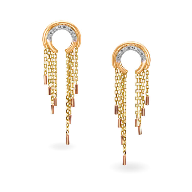 Mia by Tanishq 18KT Yellow Gold Diamond Drop Earrings,,hi-res 
