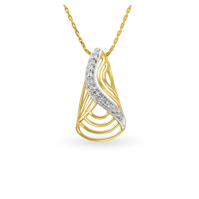 Mia by Tanishq 14KT Yellow Gold Diamond Teardrop Pendant,,hi-res 
