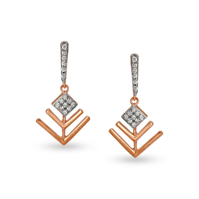 Buy Mia by Tanishq 18KT Yellow and Rose Gold Diamond Drop Earrings at ...