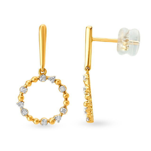 18KT Yellow Gold Diamond Drop Earrings 3