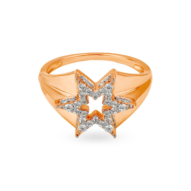 Glam 18KT Rose Gold Finger Ring With Star Design,,hi-res 3