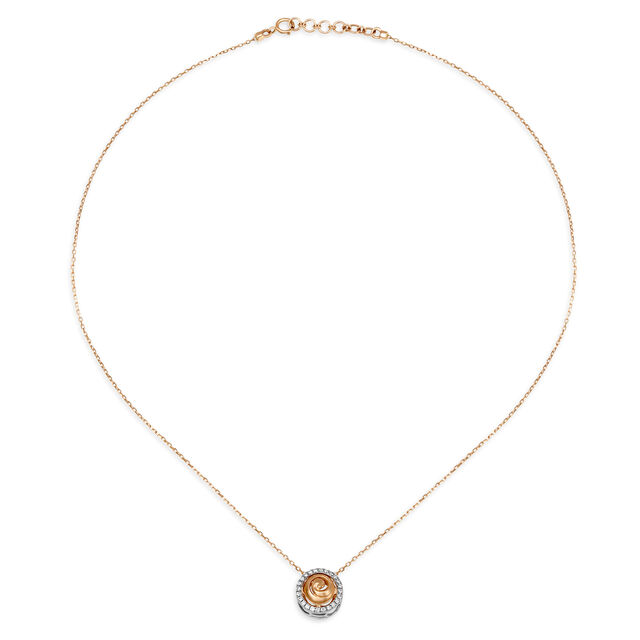 18KT White And Rose Gold Diamond Pendant And Chain,,hi-res 