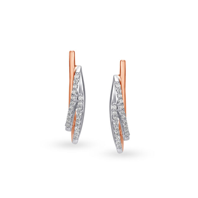 Mia by Tanishq 18KT White and Rose Gold Diamond Stud Earrings,,hi-res 
