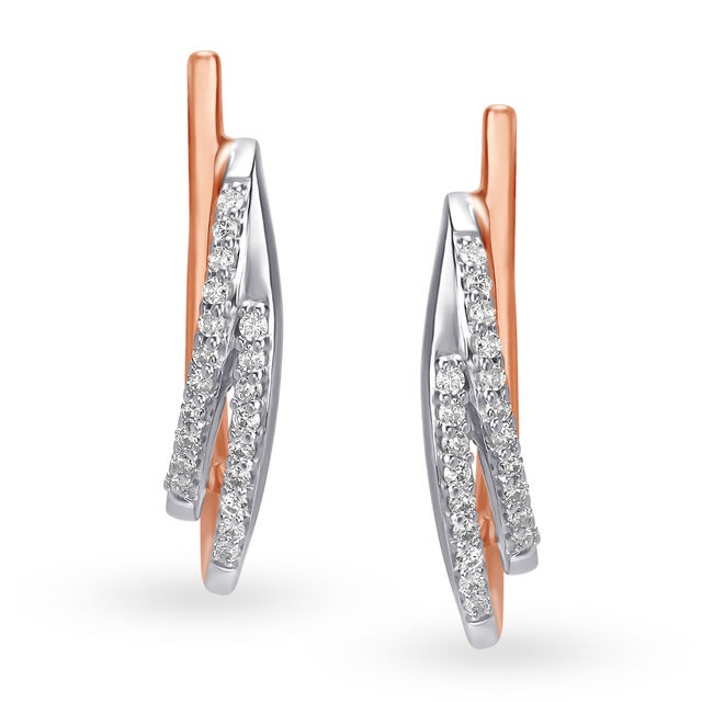Mia by Tanishq 18KT White and Rose Gold Diamond Stud Earrings,,hi-res 2
