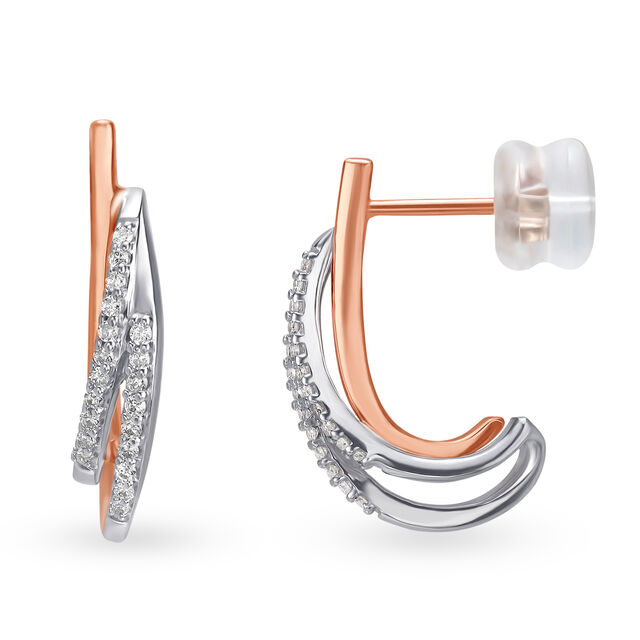 Mia by Tanishq 18KT White and Rose Gold Diamond Stud Earrings,,hi-res 3