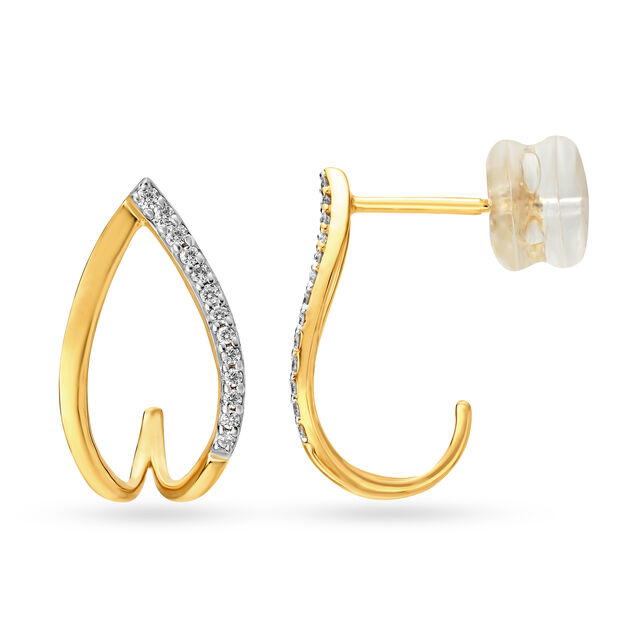 Mia by Tanishq 18KT Yellow Gold Diamond Hoop Earrings,,hi-res 2