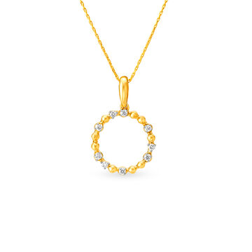 14KT Yellow Gold Diamond Pendant With Circular Design