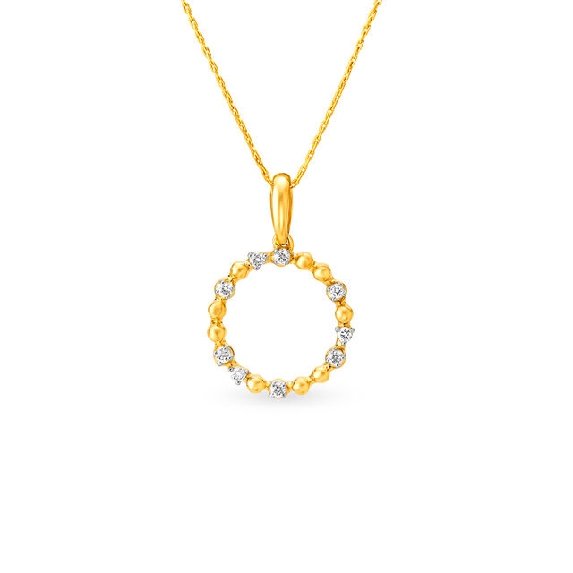 14KT Yellow Gold Diamond Pendant With Circular Design 