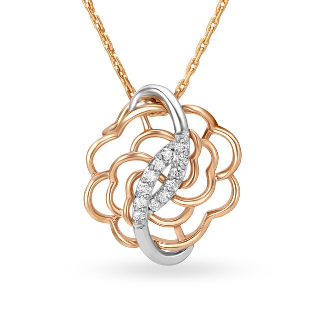 Mia by Tanishq 14KT White and Rose Gold Diamond Pendant 