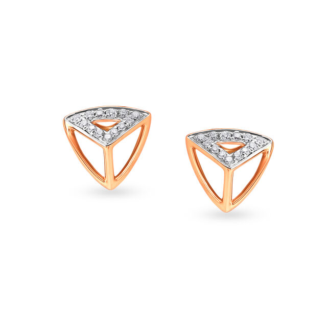 Mia by Tanishq 18KT Yellow and Rose Gold Diamond Stud Earrings,,hi-res 