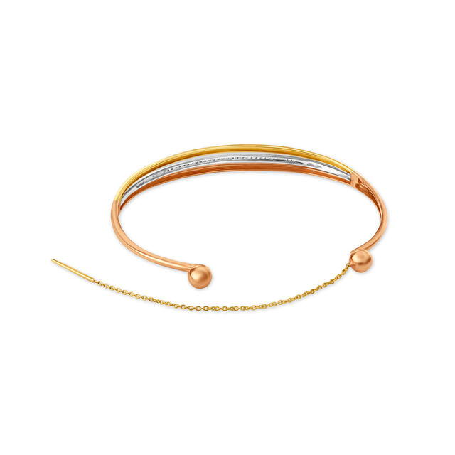 14KT Yellow White and Rose Gold Bangle with Diamond