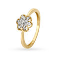 Mia by Tanishq 18KT Yellow Gold Diamond Finger Ring with Floral Design 