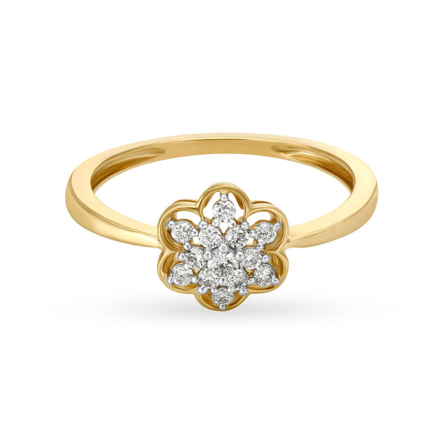 Mia by Tanishq 18KT Yellow Gold Diamond Finger Ring with Floral Design 2