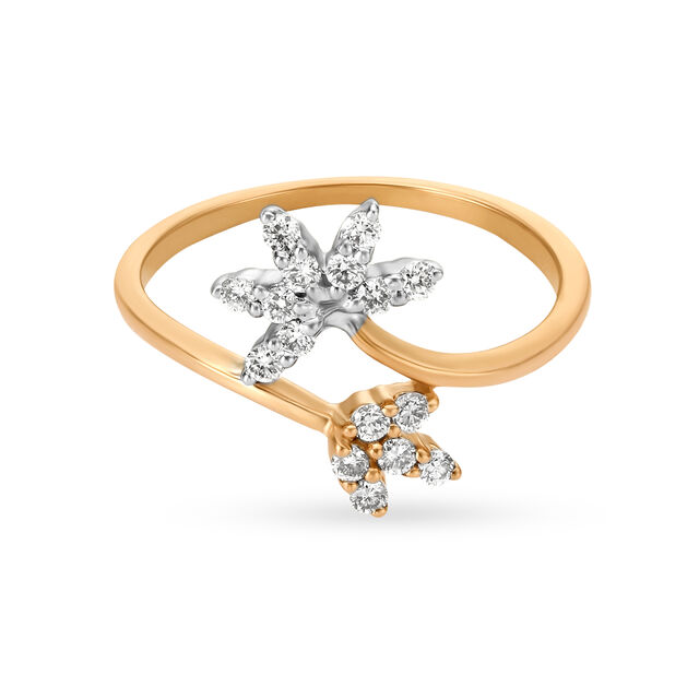 Mia by Tanishq 18KT Rose Gold Diamond Finger Ring With Floral Design 2