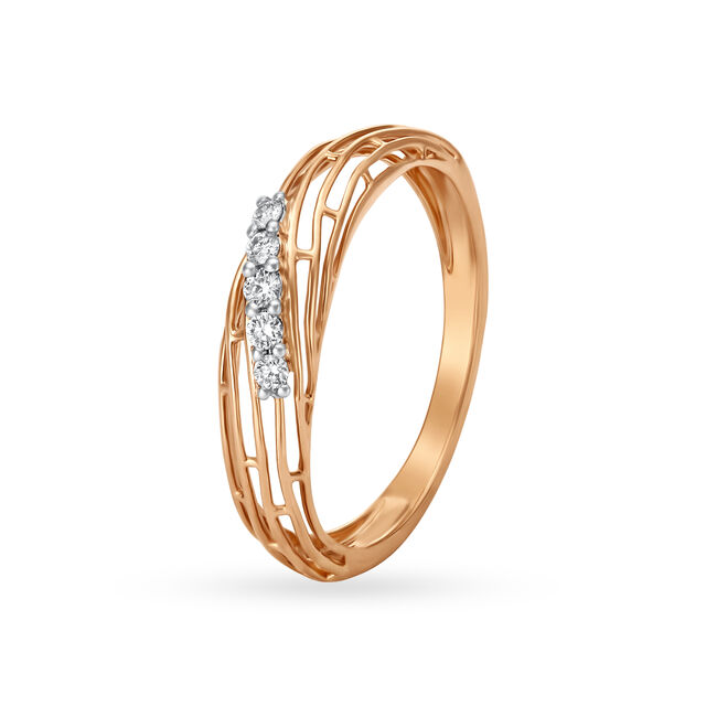 18KT Rose Gold Diamond Finger Ring,,hi-res 