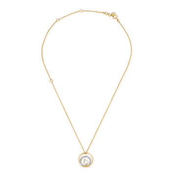 Mia by Tanishq 18KT Yellow Gold Necklace for Women with Pear Diamond Double Ring Pendant