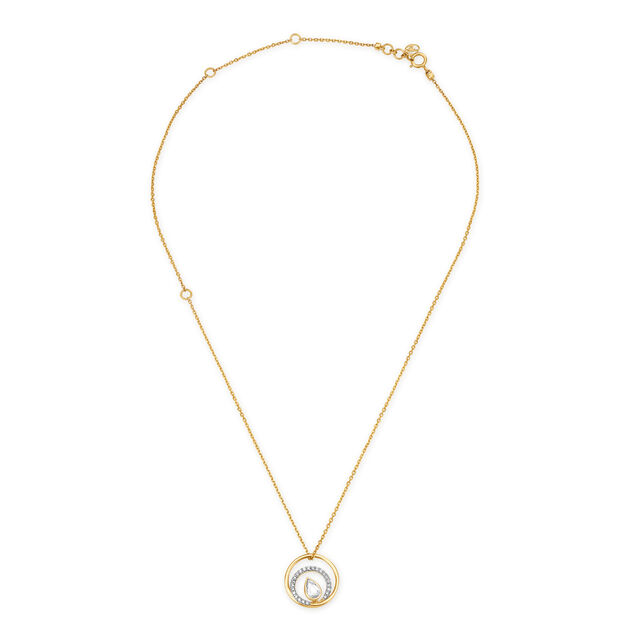 Mia by Tanishq 18KT Yellow Gold Necklace for Women with Pear Diamond Double Ring Pendant,,hi-res 