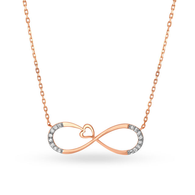 18KT Rose Gold Infinity Pendant With Chain,,hi-res 