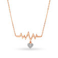 18KT Rose Gold Heartbeat Pendant With Chain,,hi-res 