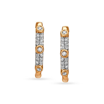 18KT Rose Gold Diamond Hoop Earrings