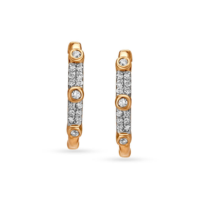 18KT Rose Gold Diamond Hoop Earrings 