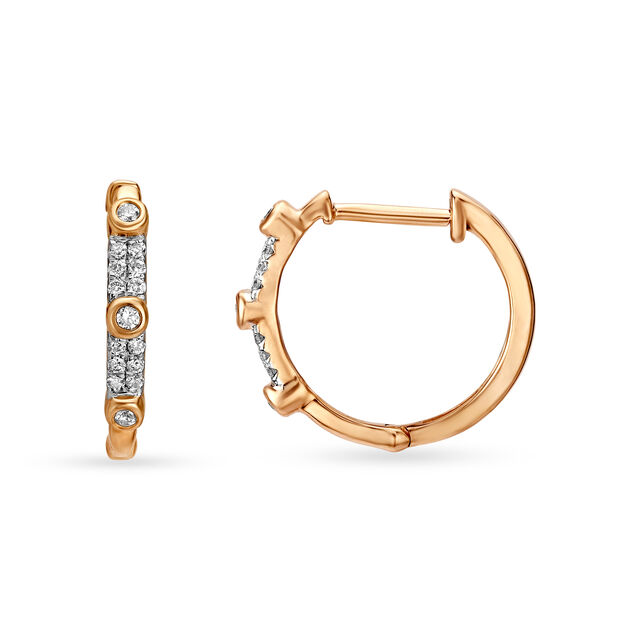 18KT Rose Gold Diamond Hoop Earrings 2