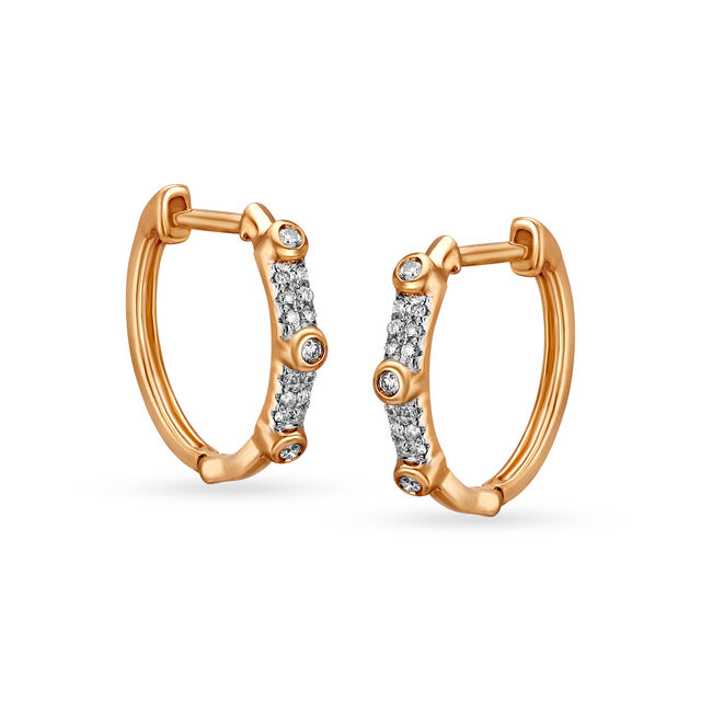 18KT Rose Gold Diamond Hoop Earrings 3
