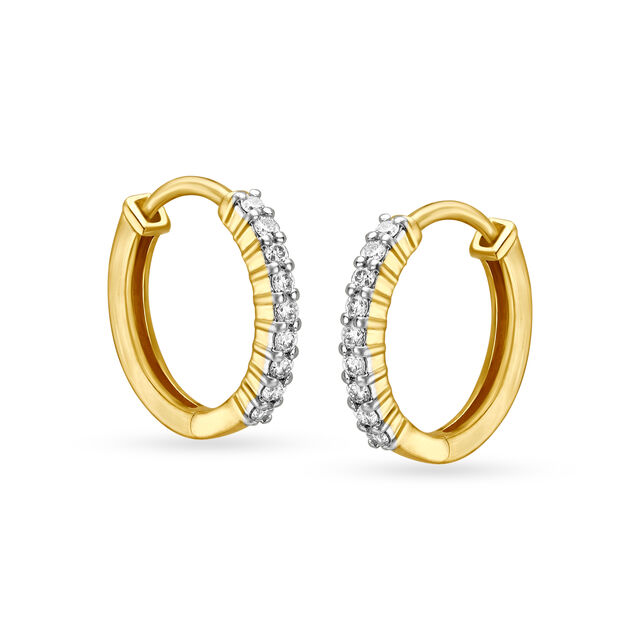 18KT Yellow Gold Diamond Hoop Earrings 3