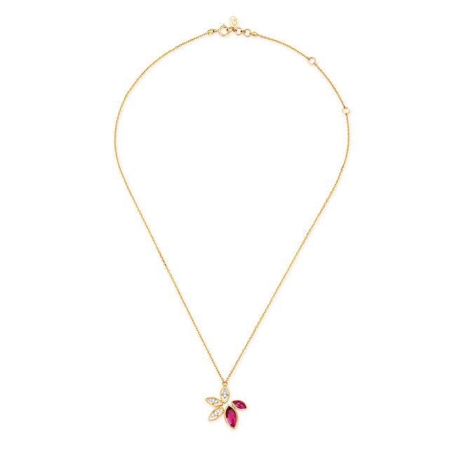 Mia by Tanishq 18KT Yellow Gold Necklace for Women with Diamond and Precious Stone Set Flower Petals Design,,hi-res 