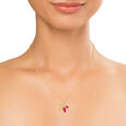 Mia by Tanishq 18KT Yellow Gold Necklace for Women with Diamond and Precious Stone Set Flower Petals Design,,hi-res 2