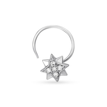 Mia by Tanishq 18KT White Gold Diamond Nose Pin
