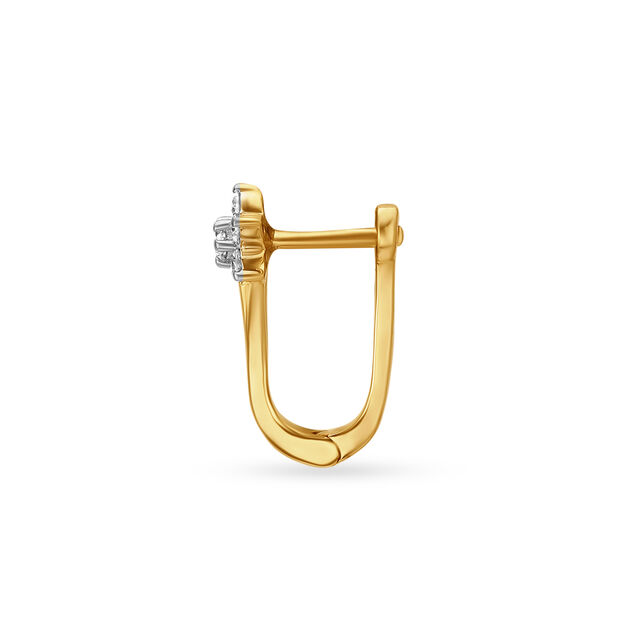 18KT Yellow Gold Diamond Nose Pin With Floral Design,,hi-res 2