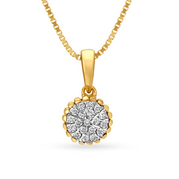18KT Yellow Gold Diamond Pendant With Floral Design