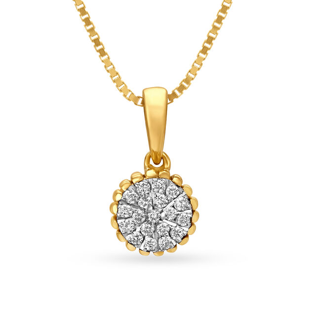 18KT Yellow Gold Diamond Pendant With Floral Design 