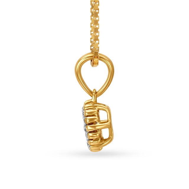 18KT Yellow Gold Diamond Pendant With Floral Design 2