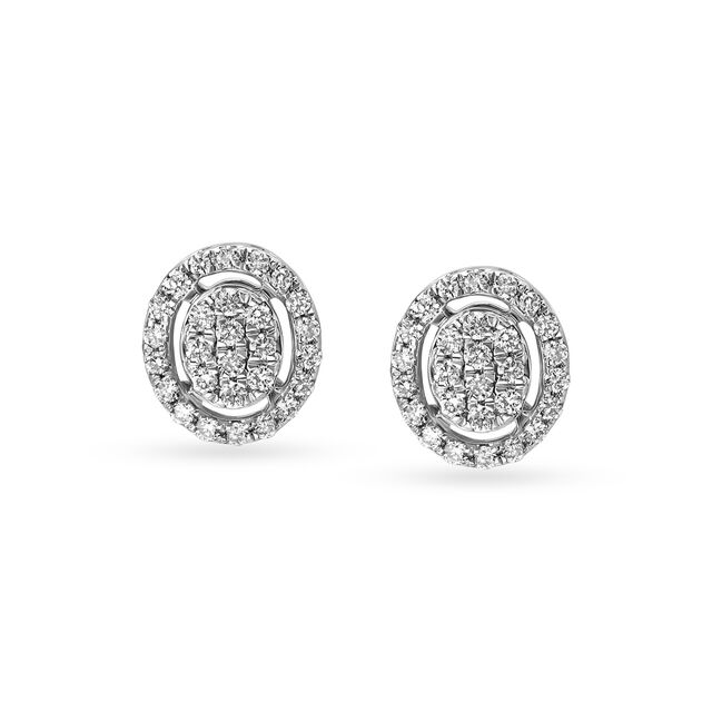 18KT White Gold Diamond Stud Earrings 