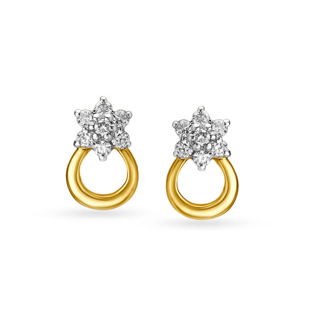 18KT Yellow Gold Diamond Stud Earrings 