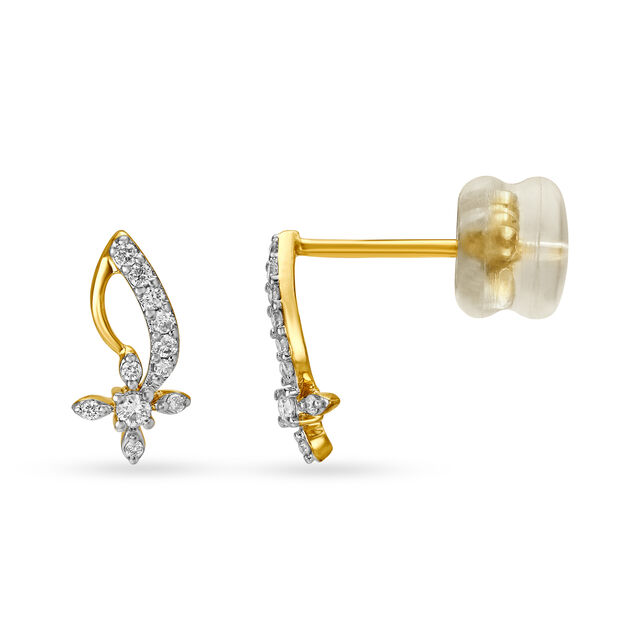 18KT Yellow Gold Diamond  Stud Earrings 2
